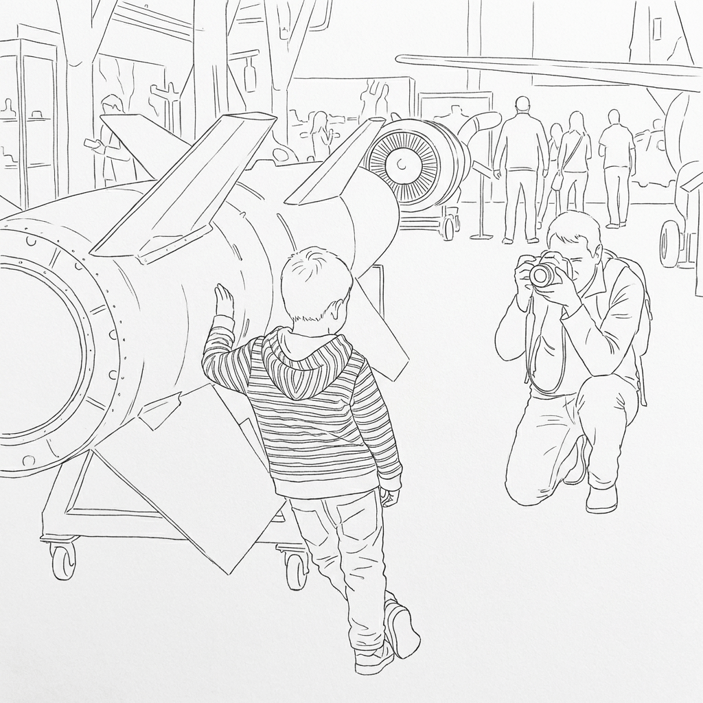 Ultra-thin black pen lines, no shading